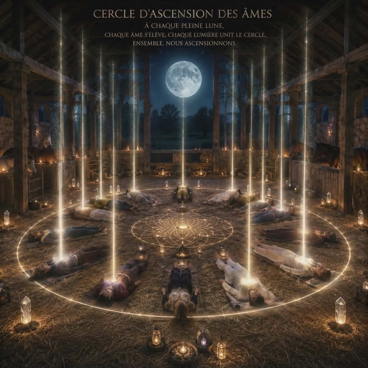 Cercle d'ascension des âmes sous la pleine lune