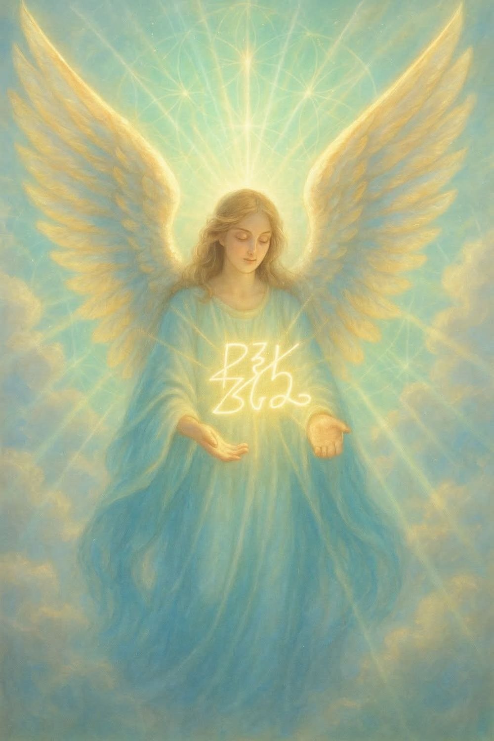 Représentation angélique tenant un sigil de lumière