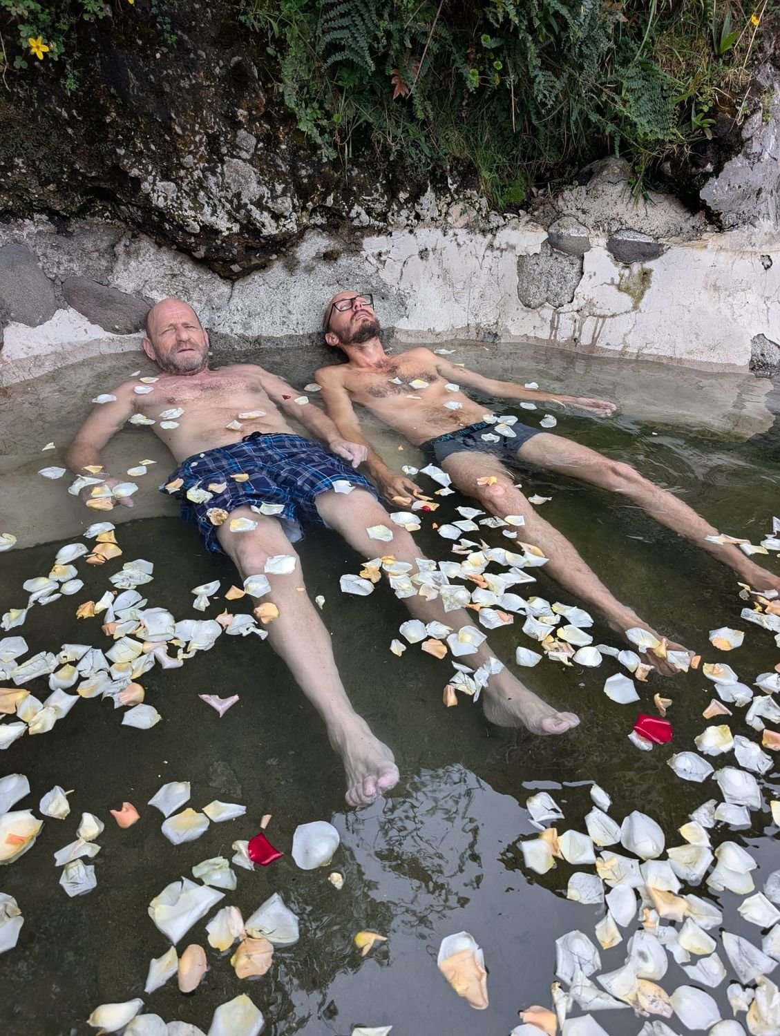 Bains thermaux aux pétales de fleurs en Équateur